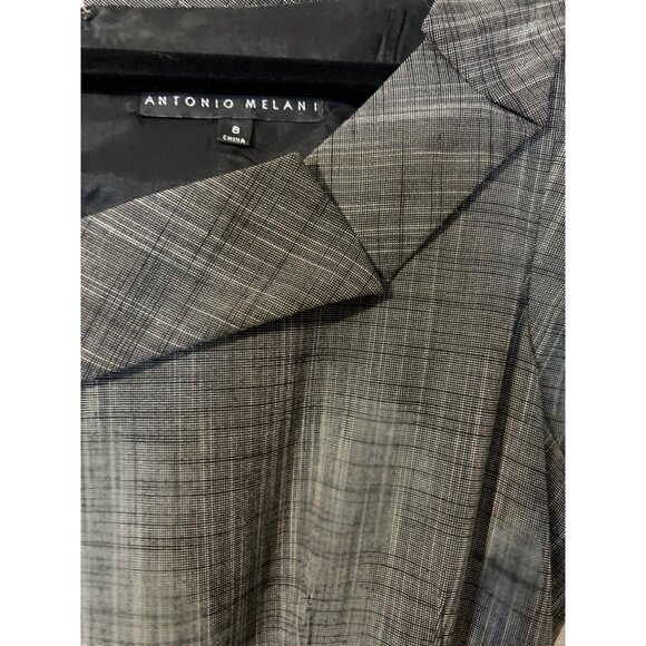 Antonio Melani Dress Black Gray 8 Short Sleeve Sheath Neck Accent Career Church - Picture 2 of 6
